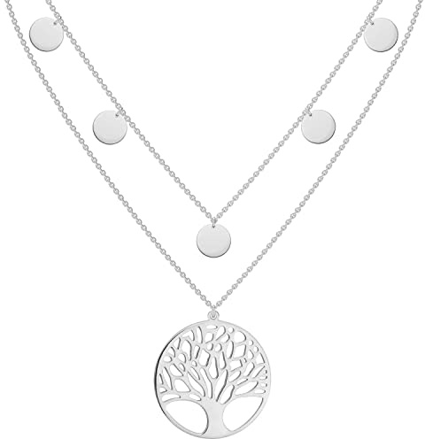 Reskthetic® - Lebensbaum Kette verstellbare 5 Coin Damen Halskette I Frauen Lebensbaumkette in Gold, Silber, Rosegold aus Edelstahl I Baum des Lebens Kette