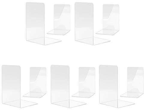 MSDADA Buchstützen, Hochwertiges Acryl Transparent Buchstützen für Kinder Erwachsene zum Arbeitszimmer, Büro, Schule(5 Paar/10 Stück)