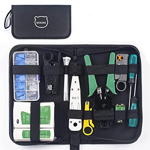 21 in 1 Professionelles Netzwerk Werkzeug Set, für RJ45, RJ11, RJ12 | Netzwerk Reparaturwerkzeuge mit Abisolierzange, Professionelles Netzwerk Kabeltester Kit für Haushalt, Fabrik & Computer