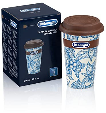 De'Longhi Travel Mug, Thermos a Doppia Parete per Drink Caldi e Freddi, Facile da Trasportare, Custodia Antiscivolo in Silicone, 300 ml di Capacità, DLSC064