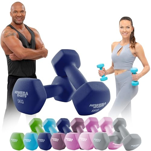 Miweba Sports Neopren Hantelset NKH100 | 0.5-10 kg (2X 5.0 kg, Königsblau)