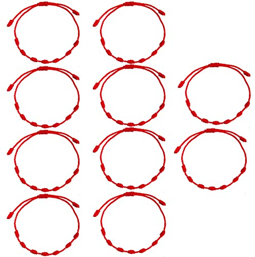 CENRONG Bracelet Rouge 10 PCS Bracelet Réglable Kabbalah 7 Nœud Fil Bracelet Tressé Amulette Talisman Bonne Chance pour Femmes Hommes Amitié Bracelet Couple