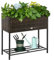 Outsunny Poly Rattan Hochbeet Blumenkasten mit Füßen Rattan Blumenkasten Blumentopf mit Ablage Braun 70 x 30 x 70 cm