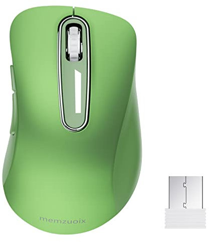 memzuoix 2.4G Wireless Mouse, 1400 DPI Mobile Optical Cordless with USB Receiver, Portable Computer Mice Wireless Mouse for Laptop, PC, Desktop, MacBook, 5 Buttons (Green)