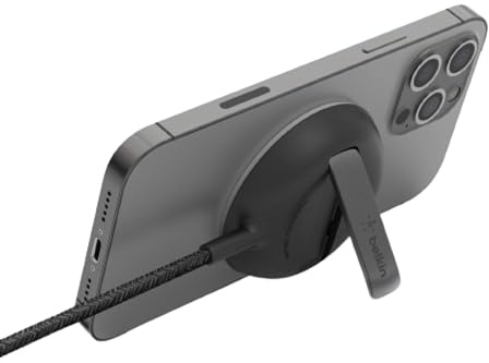 Belkin BoostCharge Pro tragbares kabelloses Ladepad mit MagSafe (schnelles Laden bis zu 15 W, Ständer, kompatibel iPhone 14-, 13- und 12-Modellen, Netzteil Nicht enthalten) Schwarz