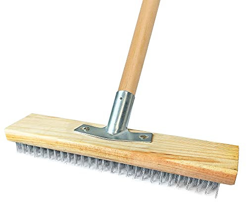 OrangeClub 𝐃𝐫𝐚𝐡𝐭𝐛𝐞𝐬𝐞𝐧 𝟑𝟎𝐜𝐦 Stahlbesen mit Schabekante und robustem Metallhalter, Metallbesen Gartenbesen