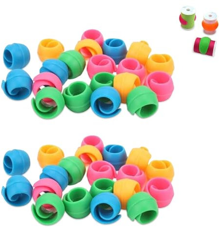 Beufee 40 Stück Garn Spulen Halter, 4-Farbige Gewinde Spule Huggers Spulenfaden Halter Gewinde Silikon Clip Spulen Halter Nähmaschine Zubehör Garnrollenschoner Zum Nähen Von Spulen