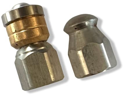 M&M Smartek 2x Rohrreinigungsdüsen 1/4 Zoll IG, Starr & Rotierend | Starre und rotierende Düse decken unterschiedliche Ablagerungen ab; robuste Metallausführung, kompakt und leicht wechselbar.