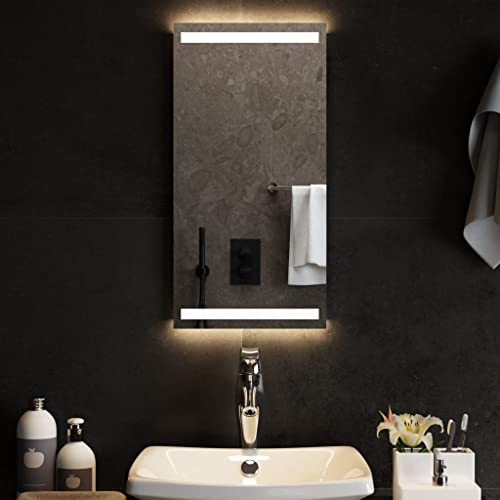 vidaXL Miroir de Salle de Bain à LED Décoratif Cosmétique Miroir de Courtoisie Miroir de Maquillage Toilette Maison Intérieur 30x60 cm