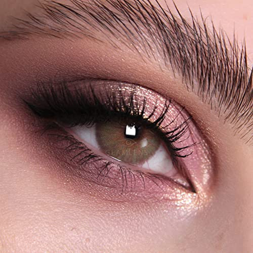 Glamlens lentilles de couleur marron naturelles colorées très haute opacité Limone Brown + étuis à lentilles de contact I 1 paire (2 pièces) I 90 Jours I sans correction I 0,00 Dioptries