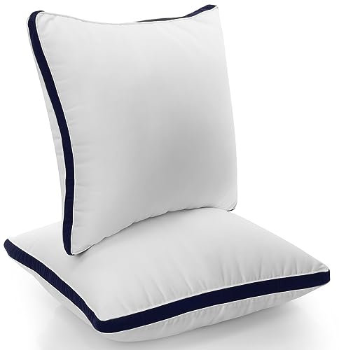 Utopia Bedding Kopfkissen (2er Set), 50 x 50 cm Schlafkissen, Gebürsteter Stoff Bezug Bettkissen, Premium Qualität Weich et Atmungsaktiv Kissen (Marineblau)