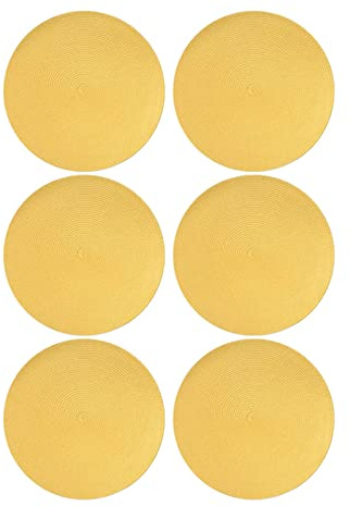 Rifuli # 6 x gelbes, rundes, gewebtes Tischset aus Polypropylen (Yellow, One Size)
