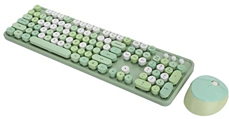 KIMISS 2.4Ghz Wireless 104, y Juego de Mouse Office Desktop Mofii Teclado Inalámbrico Key Keyboard Cute para Computadora (Couleur Rose mélangée) (Color Verde Mixto)