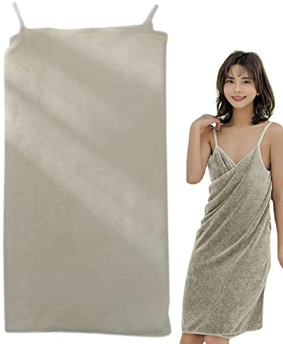 Onlynery Damen Saunakilt Handtuchkleid, Mikrofaser, Beige