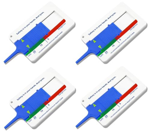 GODESON Tyre Tread Depth Gauge UK in MM, Plastic Tyre Depth Gauge UK with Intelligent Color Coding,for Motorcycles, Cars, and Truckss(4 Pack)