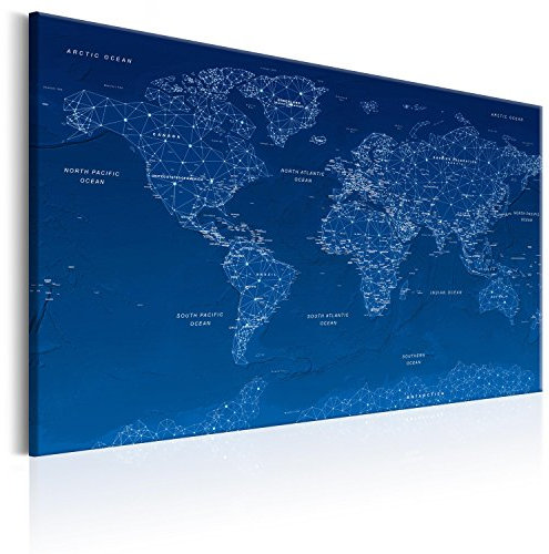 B&D XXL - Akustikbild englische Weltkarte Bilder Akustikschaum Hochleistungsschallabsorber Schallschutz Leinwand 1 tlg Wandbild Raumakustik Schalldämmung Lernkarte Landkarte