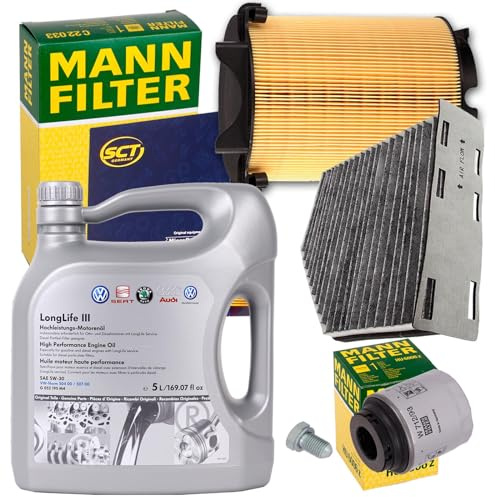 Filterset Inspektionskit+5L LL3 Öl | C14130,(LX1566)+W712/93+SAK166+1113800100 0W30 passend für Passat 3C Golf 5 6 A3