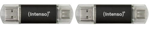 Intenso Twist Line 64 GB, Dual USB-Stick 3.2 Gen 1x1, USB-C und USB-A, 70MB/s, Anthrazit (Packung mit 2)