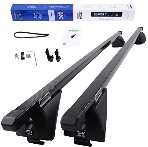 DGH SYSTEM Kompletter Stahl-Dachträger Relingträger Easy Line Advanced 120 cm kompatibel mit Skoda Octavia III Kombi 2013-2019 mit offener Dachreling, abschließbar, Nutzlast 90 kg