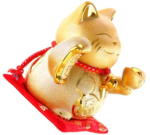 Warmhm Sparschwein Glückskatze Keramik Figur Japanische Maneki Neko Spardose Dekorative Münzbox für Zuhause Büro Auto Restaurant Geschenkidee für Kinder und Erwachsene Flacher Boden 1 Stück