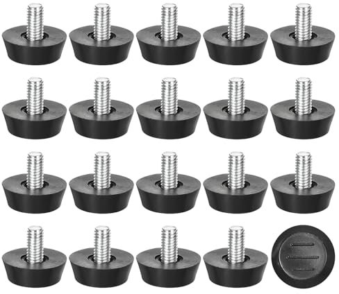 sourcing map Adjustable Furniture Levelers, 20Pcs M6x10x23mm Furniture Leveling Leg Screw in Threaded Furniture Glide Leveling for Table, Chair, Furniture Legs, Black