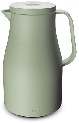 alfi ECONSCIOUS 1,0l, fog green, Isolierkanne mit hygienischem Hartglaseinsatz aus Bio-Kunststoff, Drehverschluss mit Druckknopf, Ausgießen mit einer Hand, ideal als Kaffeekanne, Teekanne, BPA-frei