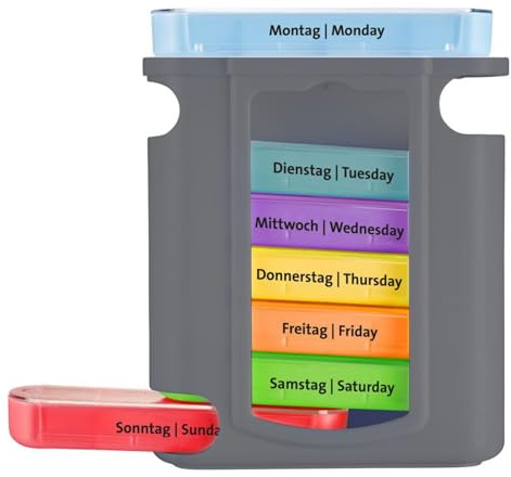Westmark Tablettenbox 7 Tage – Praktische Box zur Aufbewahrung von Medikamenten und Nahrungsergänzugsmitteln, ideal für unterwegs, morgens, mittags, abends – BPA-frei