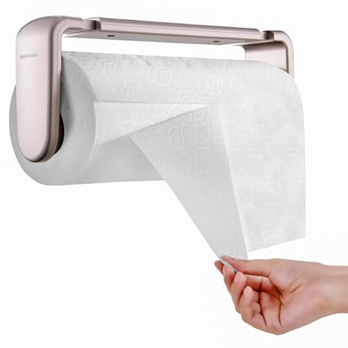 simpletome küchenrollenhalter EINE Hand REISSEN Adaptiver Spannarm Einstellbare Länge 9,4–11zoll/24–28cm (Titanium Gold)