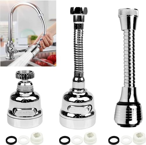 3 Pièces Douchette Evier Cuisine, 3 Modes Réglable Robinet de Rallonge Pivotant à 360° Aérateurs pour Robinet pour Cuisine Salle De Bain