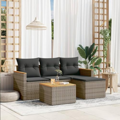 Festnight Balkon Ecklounge mit Stauraum, Garten Lounge Rattan Sofa, Outdoor Sitzecke, Loungemöbel