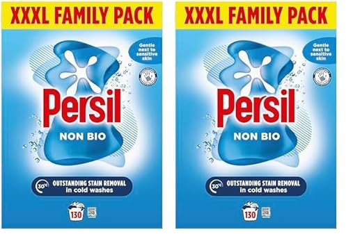 Persil Non Bio Washing Powder XXXL Family Pack gentle next to sensitive skin for outstanding stain removal in cold washes 130 washes (6.5 kg) (Pack of 2)