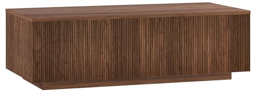 Henn&Hart 48 Modern Fluted Coffee Table, Medium Walnut