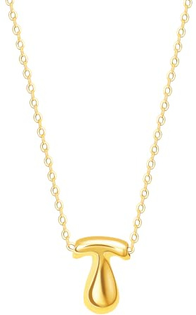 Viwind Buchstaben Anhänger Halskette Damen Kette 18k Gold A-Z Halskette für Damen Bubble Letter 48cm Einstellbar Mit Geschenkbox