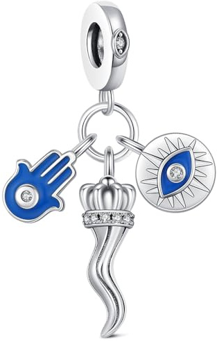 Breloque en argent sterling 925 pour bracelets Pandora, corniche bleue anti-mauvais œil, bijou femme, protection spirituelle, cadeau anniversaire, mini