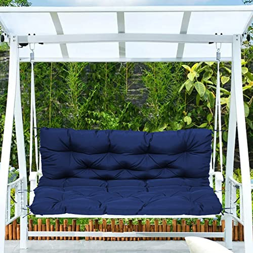 Hollywoodschaukel mit Rückenlehne, wasserdicht, Baldachin und verdicktem Kissen, Blau, 100 x 100 x 10 cm