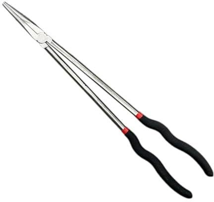 Qutsvosh Alicates de punta de aguja de 400 mm más alicates de boca larga para reparación de automóviles, alicates de ángulo recto, abrazadera de