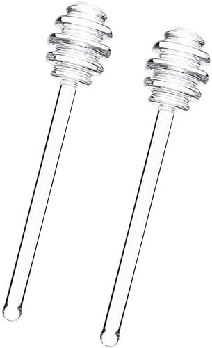 2Pcs Transparent 6 Glass Honey Dipper Sticks Stirring Sticks Server Honey Spoon Dipper Stirrer Honey Wand for Honey Pot Jar Containers Honey Dispense Drizzle, Home and Kitchen, 1