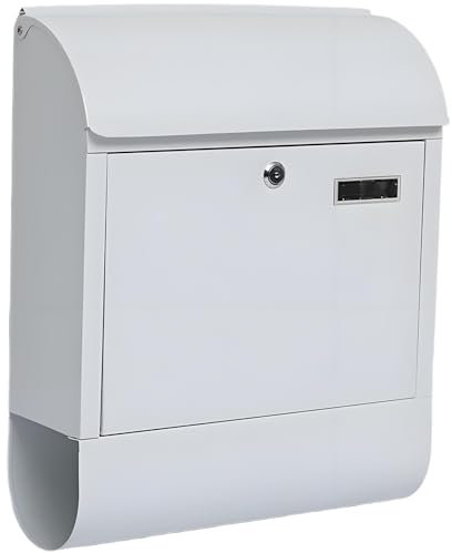 YCYRF Wandbriefkästen Weiß aus Metall mit Schlüsselschloss, Briefkasten Groß mit Zeitungsfach, Außen Paketkasten für Zuhause, Büro, Wohnung 39×14×47cm