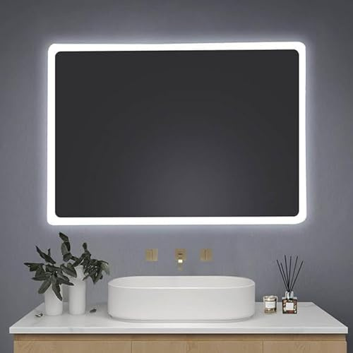 AllRight Badspiegel mit Beleuchtung 60x40cm | 3500K-6500K Dimmbarer LED Spiegel mit 3 Lichtfarben | IP54 Wassergeschützt | Touch-Steuerung | Wandspiegel für Badezimmer | Horizontale/Vertikale Montage