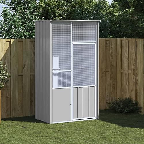 Xichuzi Voliere Grau 115x78x200 cm Verzinkter Stahl, Vogelkäfig, Rattenkäfig, Wellensittich Käfig, Nagerkäfig, Papageienkäfig, Vogel Käfig, Hamsterkäfig - 172343