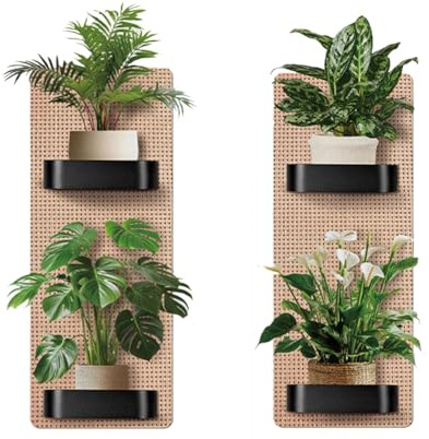 Auriselle 2 pièces 30 * 60CM Sticker Mural Plante Verte en Pot Fleurs Vases - Décoration Murale autocollante 3D avec Plantes Vertes et Feuilles - Tableau Mural Moderne pour Salon Bureau hôtel