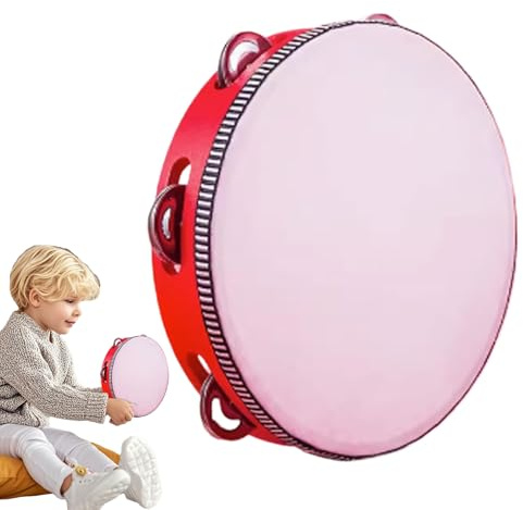 Tamburello Strumento a Percussione per Bambini Cornice in Legno con | Tamburello A Tamburo Manuale Per adolescenti adulti bambini principianti studenti classe a