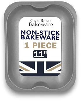 Great British Bakeware Small 11/28cm Superior Non-Stick Roasting Tin, Baking Tin, Baking Trays Oven Non Stick Roasting Tray, Carbon Steel, UK Made, PFOA & BPA Free Cookware