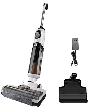 Lissontine Aspiradora Fregona 2 En 1 Sin Cable, Limpieza De Pisos De Madera, Baldosas Y Alfombras, Potente Succión, Autolimpiante, Limpieza Borde a Borde, No Requiere Detergente Standard