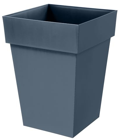 EDA - Vaso da fiori quadrato a metà alto Toscana - Volume 51 L - 39 x 39 x 53 cm - Blu Jean