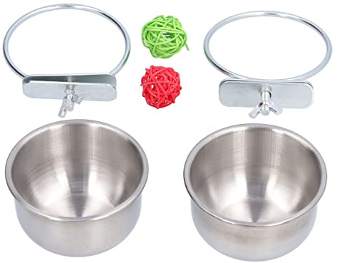 Ciotola per pappagalli in acciaio inossidabile Palla in rattan - Ciotola per cibo per uccelli di alta qualità Tazza per acqua Piccoli animali