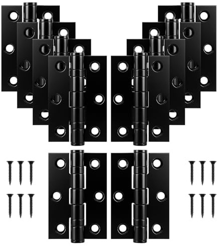 MEIDIV 16 Pack Heavy Duty Door Hinges 3 Inch, 75mm Internal Door Hinge, Stainless Steel Ball Bearing Hinge, Black Butt Hinges for Internal Doors（75 x 50 x 2.3mm）