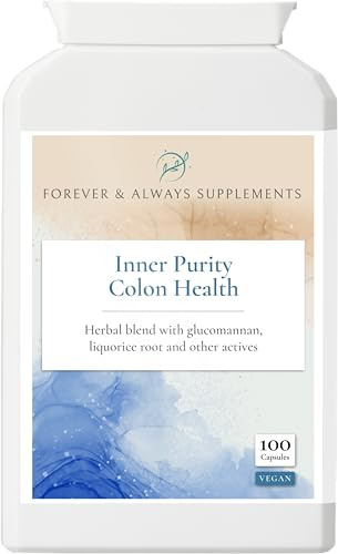 Inner Purity Colon Health Complex, Glucomannan Fibre, Aloe Vera, Detox, Cleanse & Natural Laxative Vegan Capsules, Digestive, Gut, Liver, Gallbladder & Bowel Support, Forever & Always Supplements