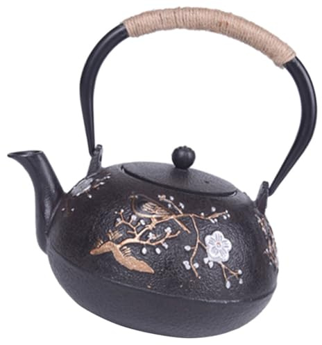 Luxshiny Théière en Fonte Tetsubin Vintage 800 Ml Infuseur Intégré, Petite Théière en Fer pour Salon de Thé et Bureau, Service à Thé Pratique et Compacte pour Maison et Réunion