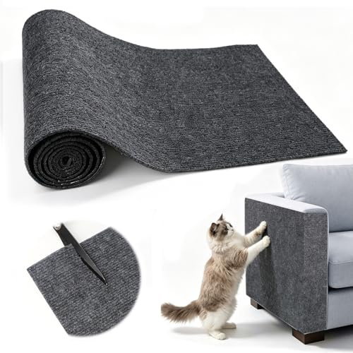 NETFLO Dunkelgrau Kratzmatte Selbstklebend 300x30 cm Kratzschutz Sofa | Katze Zuschneidbar DIY Kratzmatte Katze für Schränke Betten Kratzbäume Sofa Kratzschutz Katze